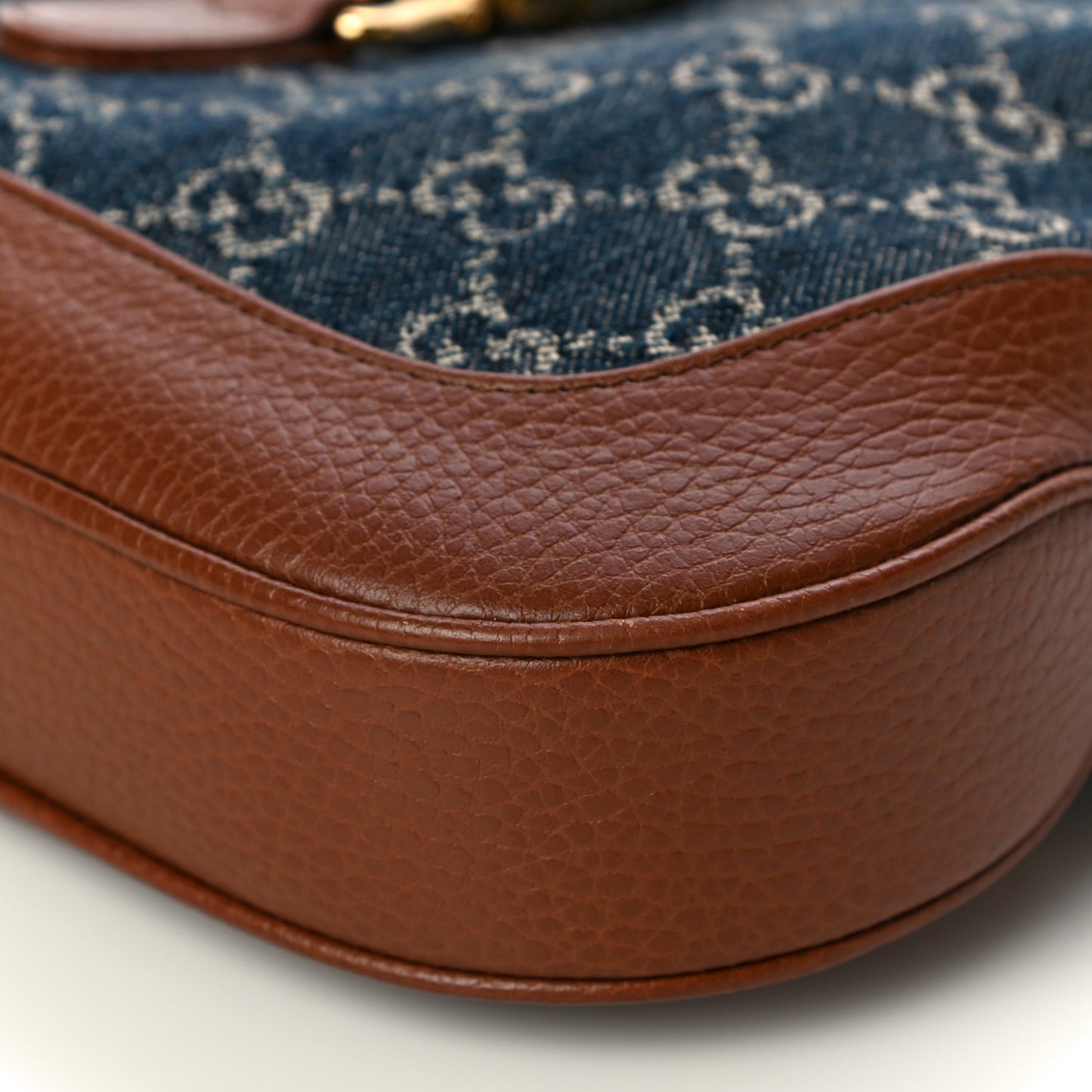 New Denim GG Monogram Calfskin Small Jackie 1961 Hobo Blue Tea Cuir