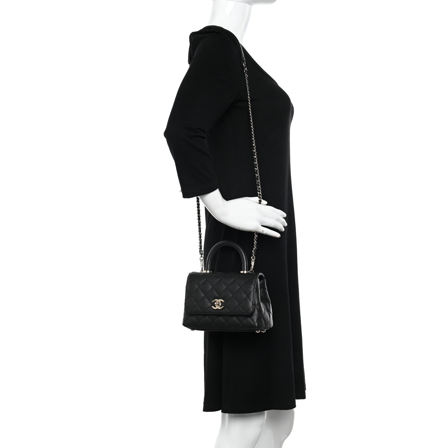 Chanel Caviar Quilted Extra Mini Coco Handle Flap Black 2 of 10