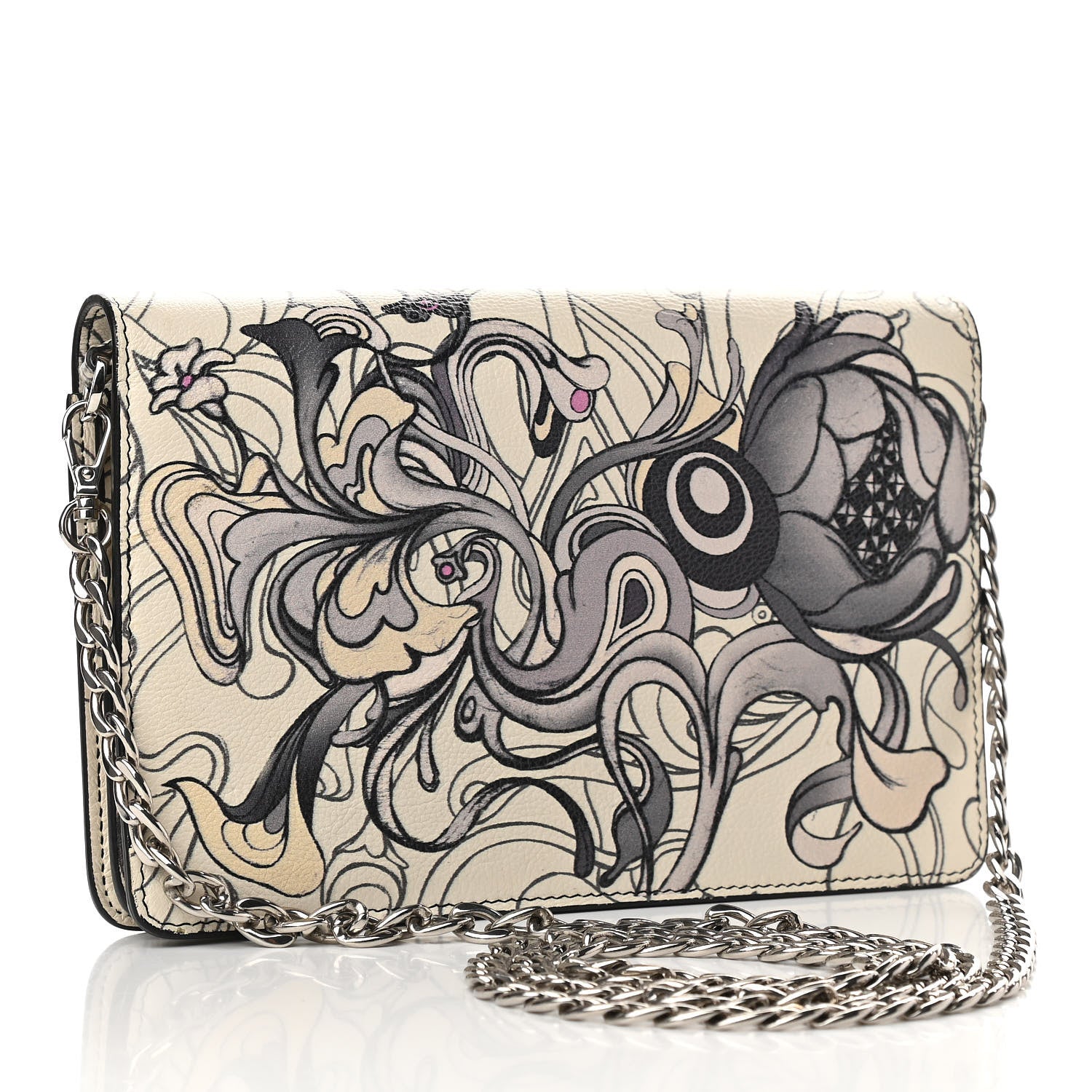 Prada X JAMES JEAN Glace Calfskin Rabbit Print Wallet On Chain Opaline 2 of 10