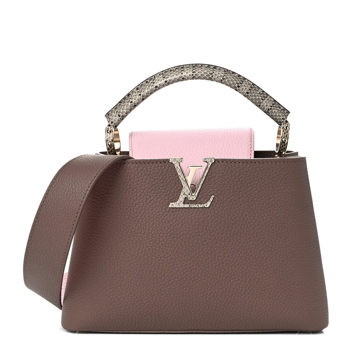 Taurillon Python Capucines BB Taupe Rose