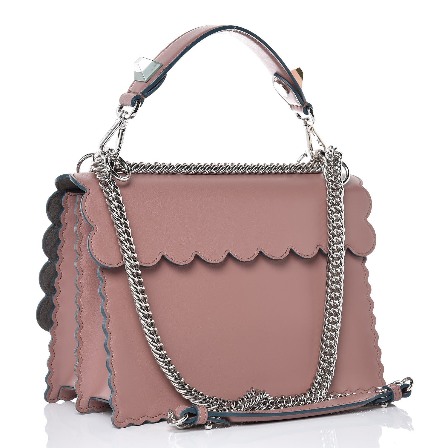 Fendi Vitello Liberty Scalloped Studded Kan I Shoulder Bag English Rose 3 of 8
