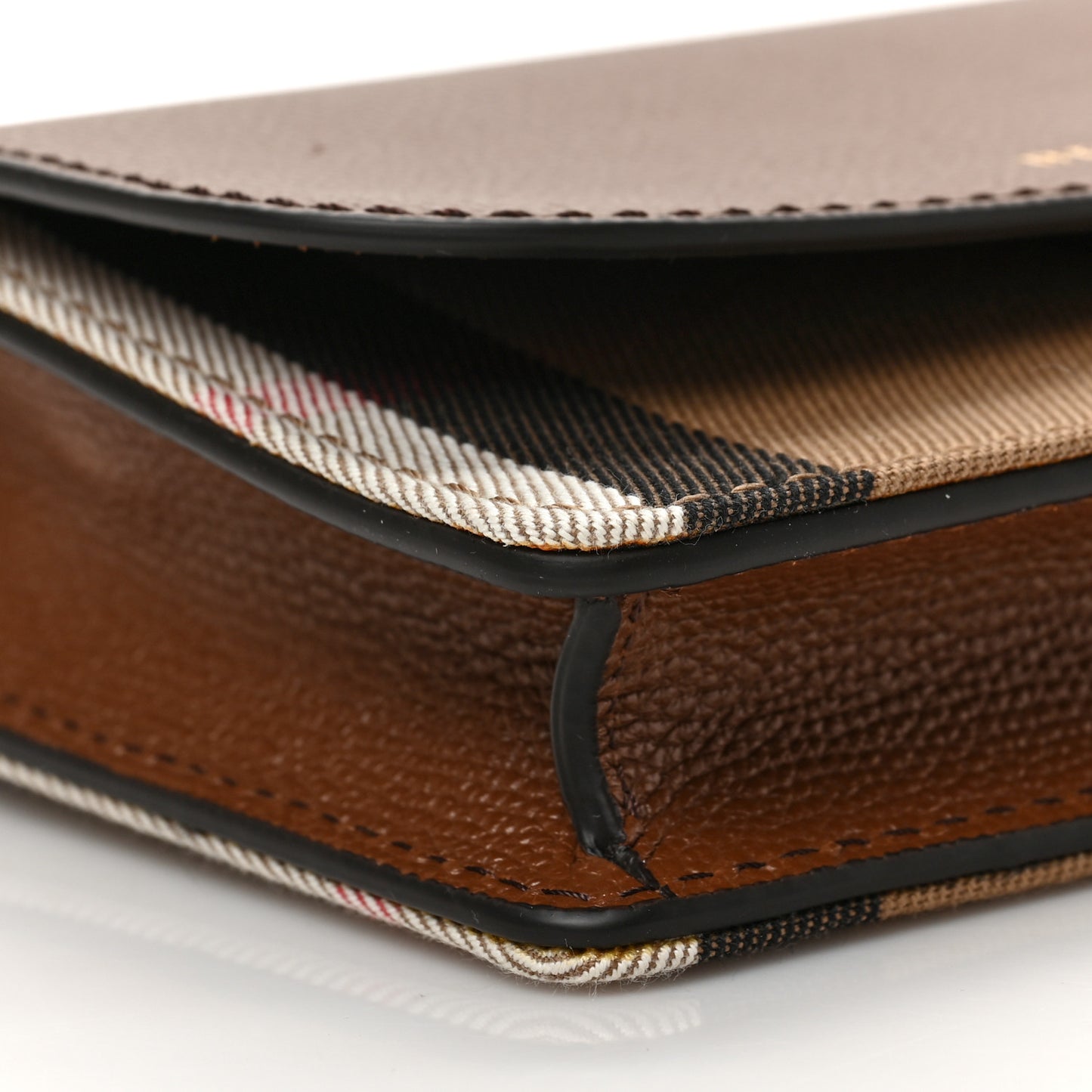 Grained Calfskin House Check Tartan Mix Hampshire Wallet On Chain Tan