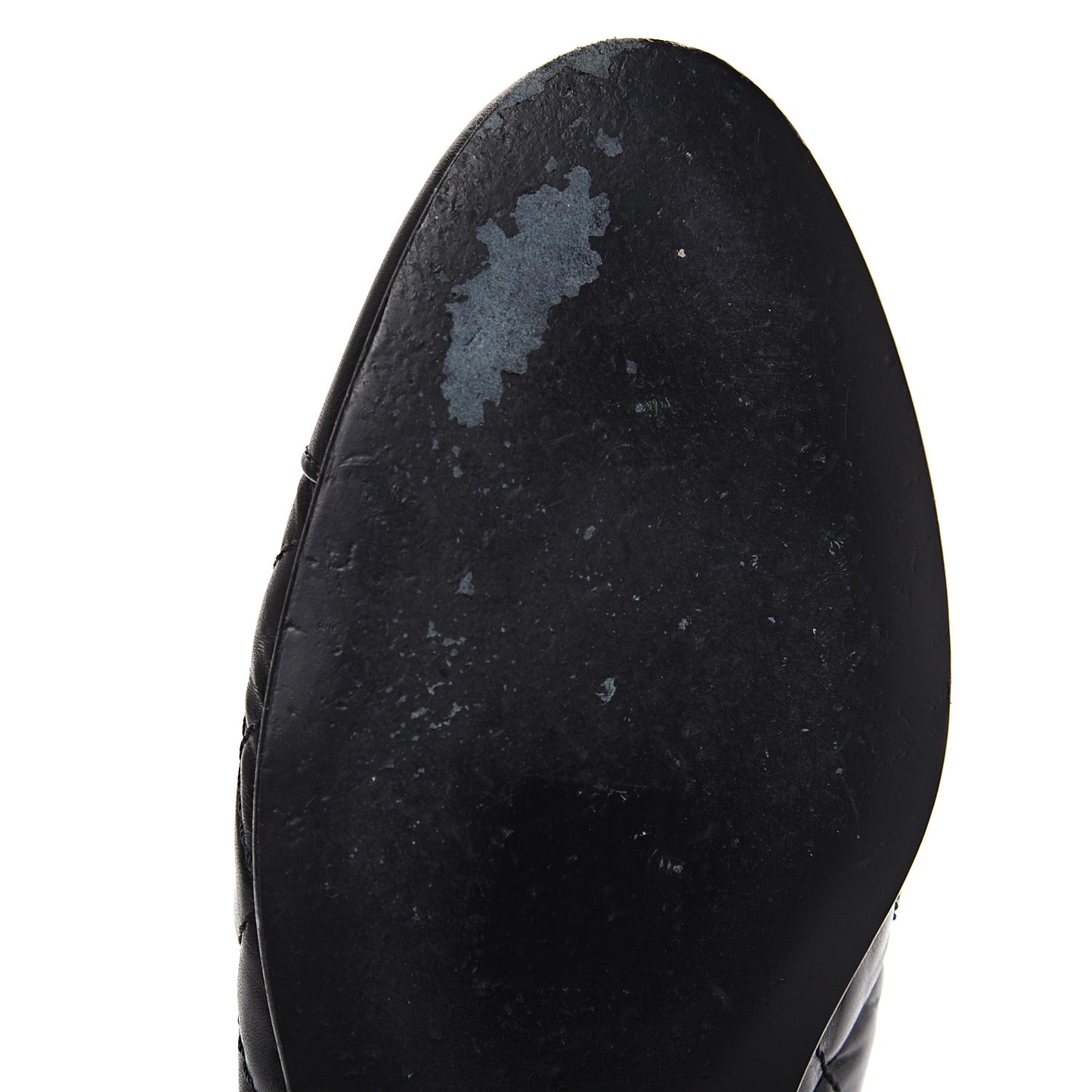 Aged Calfskin Quilted Cap Toe Ballerina Flats 38.5 Black