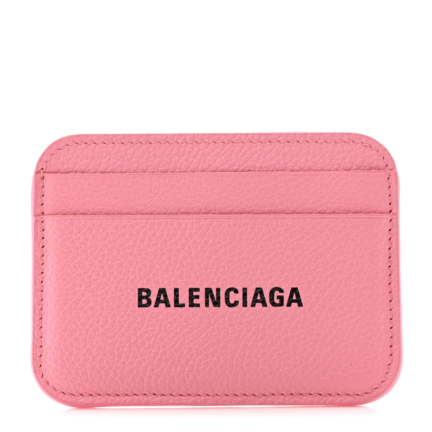Balenciaga Grained Calfskin Logo Cash Rounded Card Holder Pink Black 1 of 8