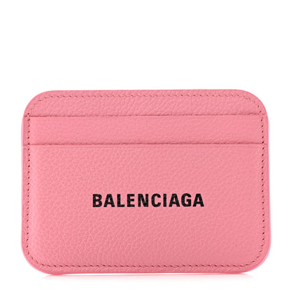 Balenciaga Grained Calfskin Logo Cash Rounded Card Holder Pink Black 1 of 8