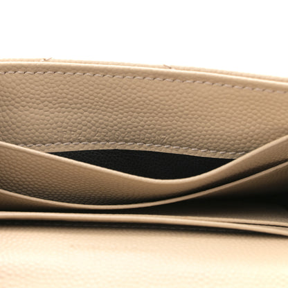 Saint Laurent Grain De Poudre Matelasse Chevron Small Monogram Envelope Wallet Dark Beige 8 of 9
