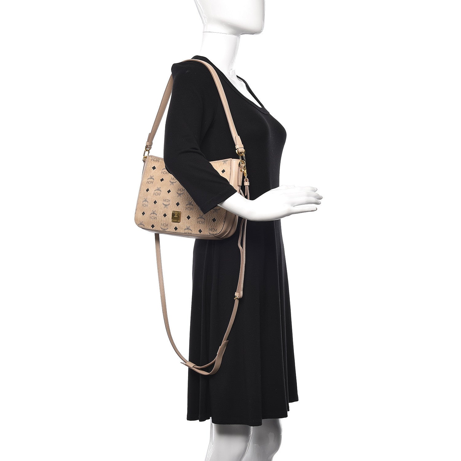 MCM Visetos Medium Essential Shoulder Bag Beige 2 of 17