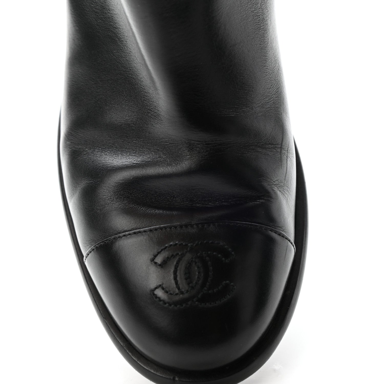 Chanel Crumpled Calfskin Chain CC Cap Toe Short Boots 38.5 Black 14 of 15