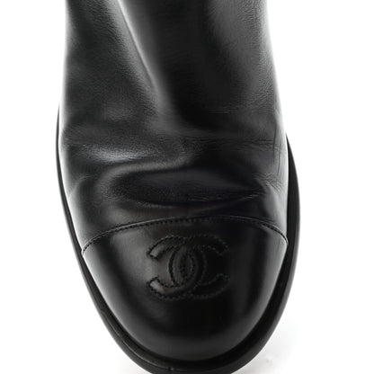 Chanel Crumpled Calfskin Chain CC Cap Toe Short Boots 38.5 Black 14 of 15