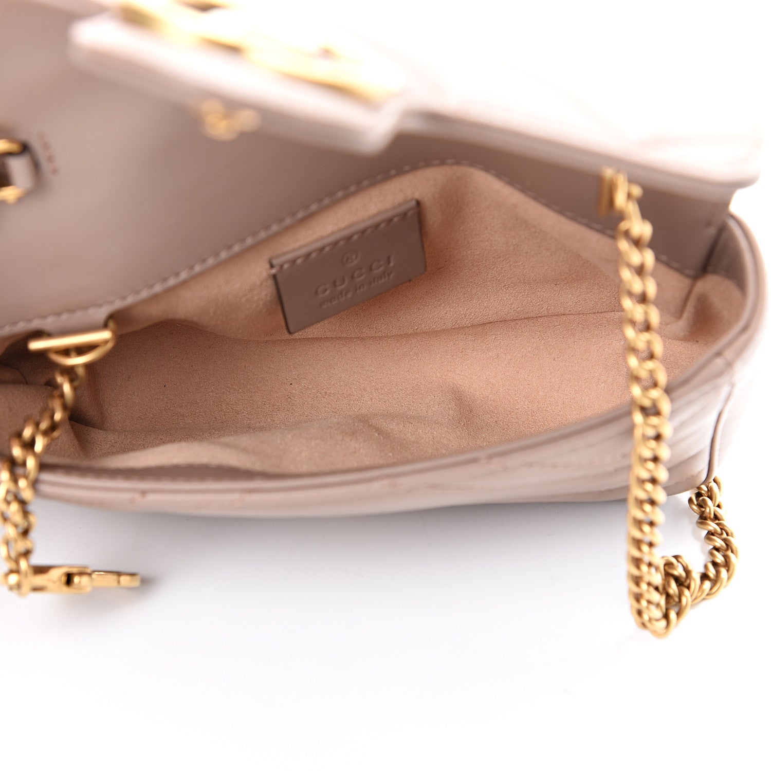 Gucci Calfskin Matelasse Super Mini GG Marmont Shoulder Bag Porcelain Rose 4 of 10