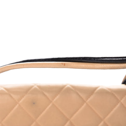 Chanel Lambskin Quilted Medium Single Flap Beige Black 24 of 26