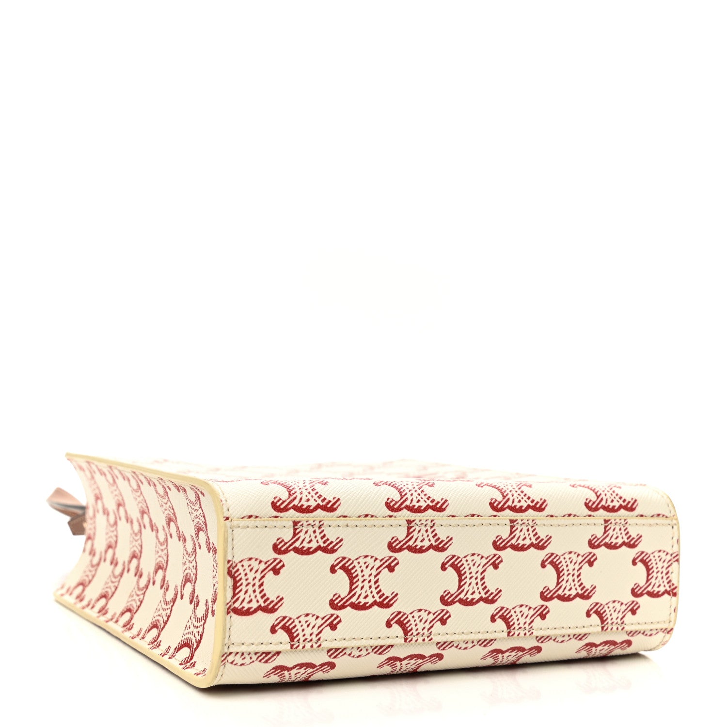 Celine Triomphe Canvas Calfskin Mini Vertical Cabas White Red 4 of 8