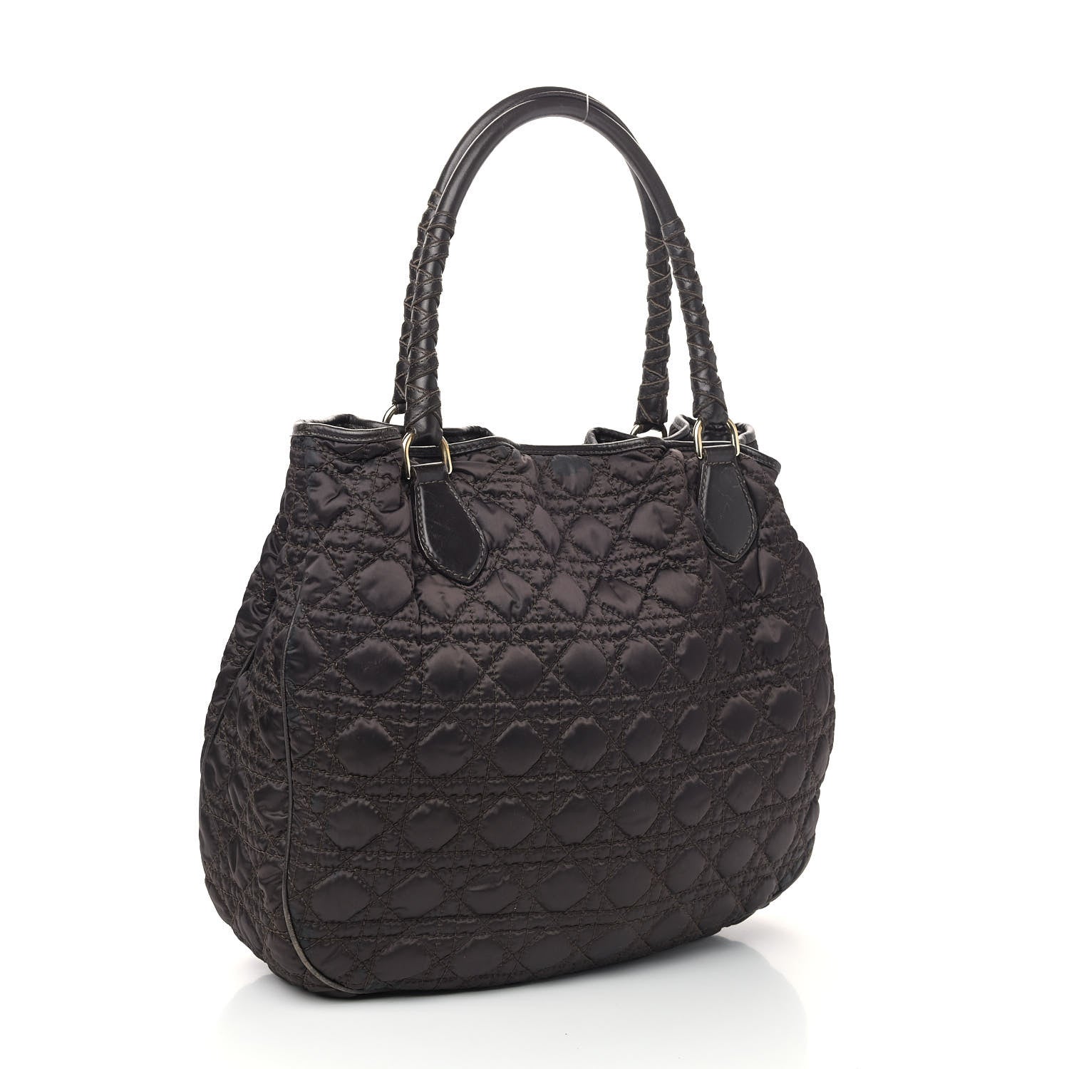 Christian Dior Nylon Cannage Shopper Tote Brown 2 of 12