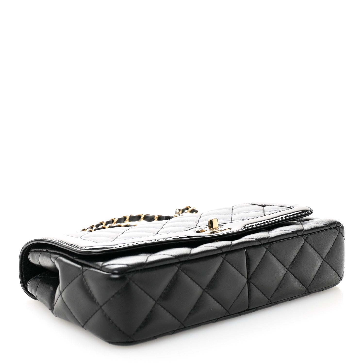 Chanel Lambskin Patent Calfskin Quilted Small Flap Bag Black 4 of 11