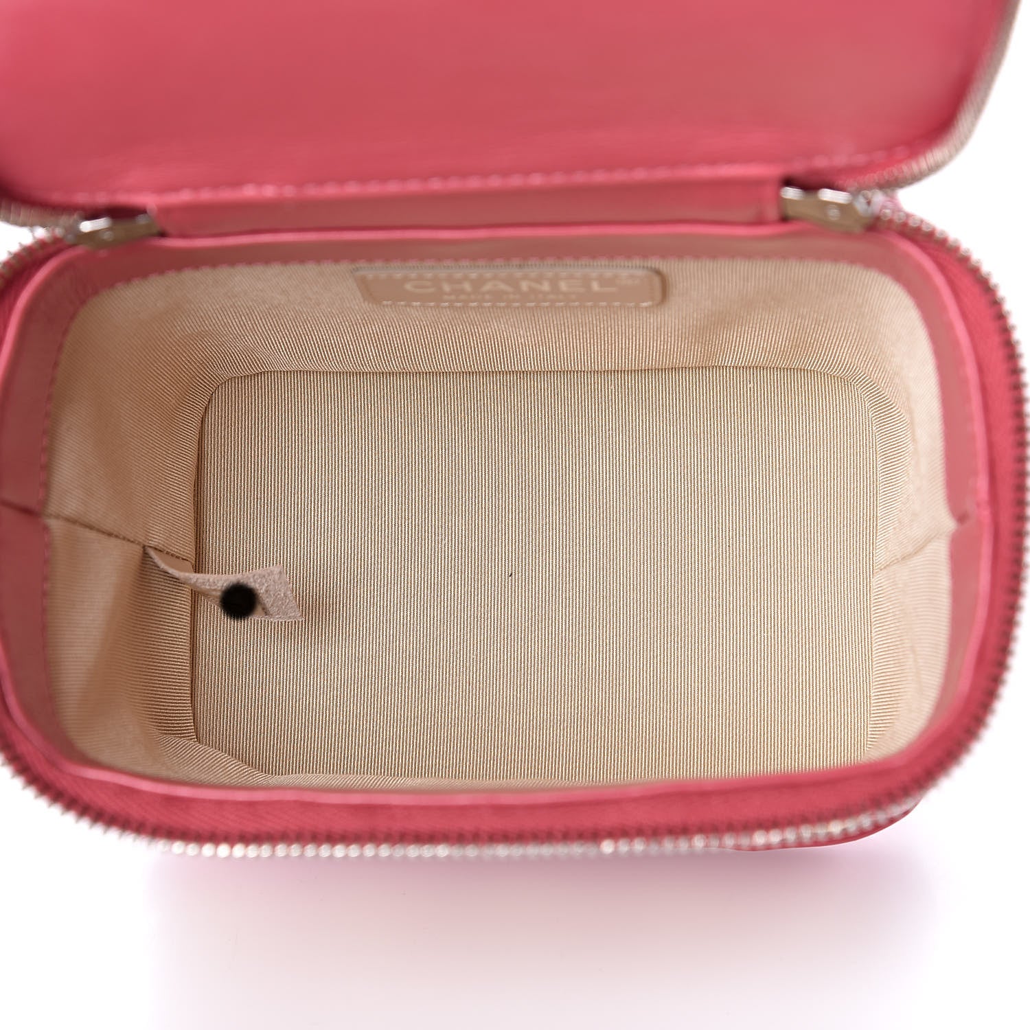 Chanel Calfskin Raffia Small Take Away Vanity Case Bag Pink Beige 5 of 12