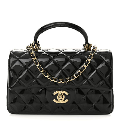 Chanel Patent Quilted Mini Top Handle Rectangular Flap Black 1 of 11
