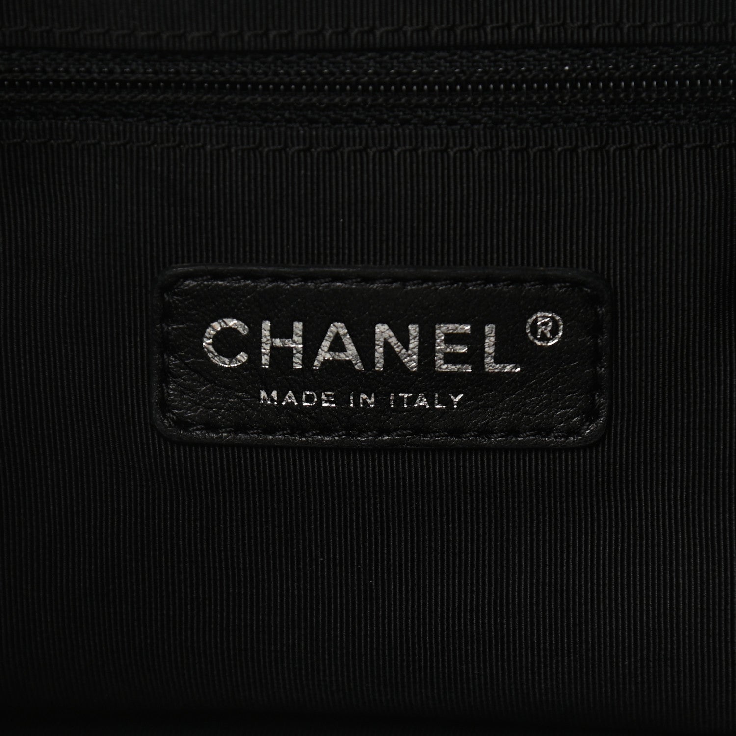 Chanel Striped Canvas Logo Tote Black 6 of 10