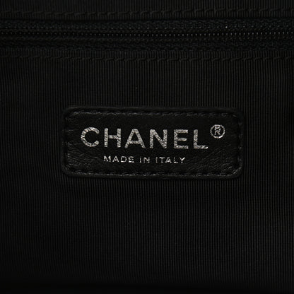 Chanel Striped Canvas Logo Tote Black 6 of 10