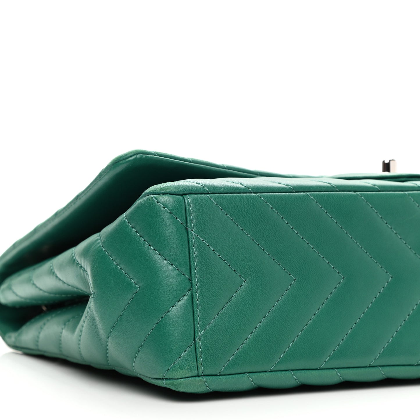 Lambskin Chevron Quilted Maxi Single Flap Green