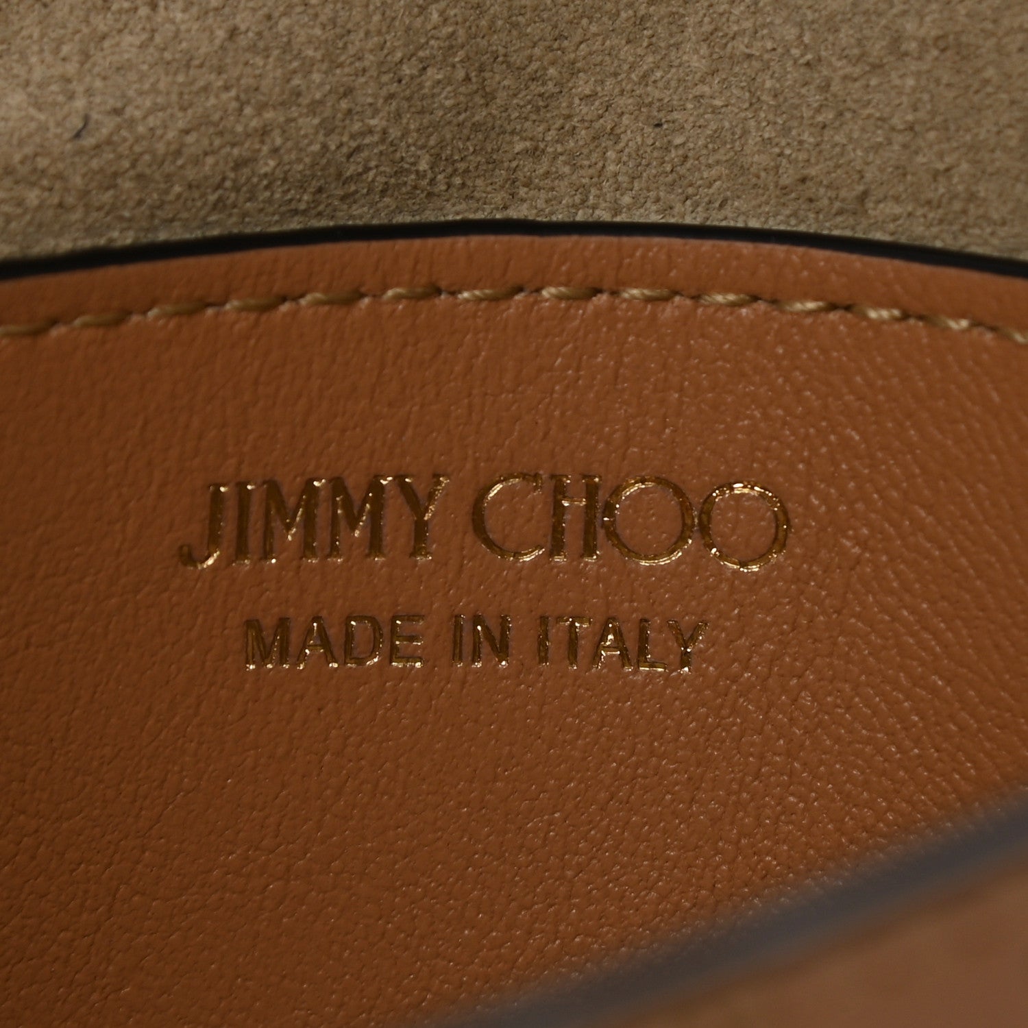 Jimmy Choo Calfskin JC Embossed Envelope Pouch Caramel 6 of 7