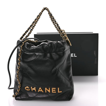 Chanel Shiny Calfskin Quilted Mini Chanel 22 Black 11 of 11