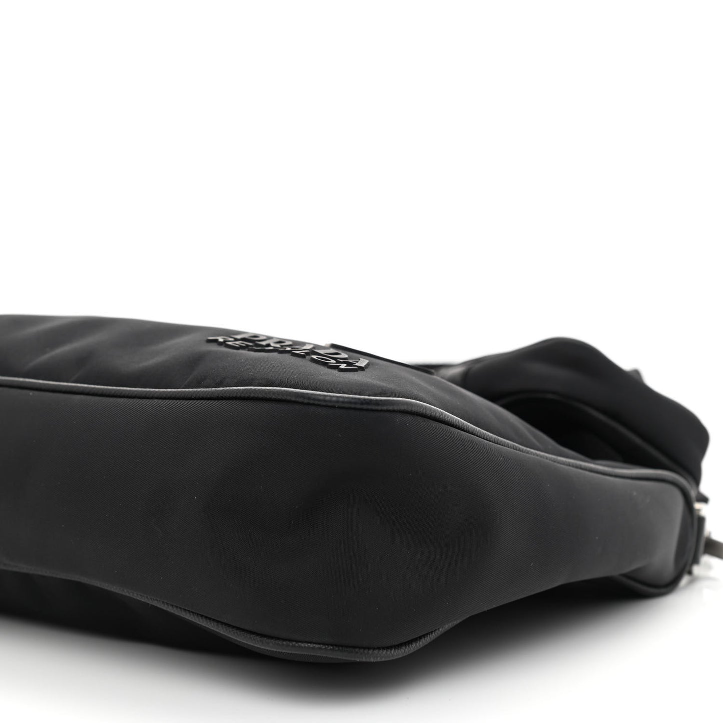 Re-Nylon Saffiano Pocket Zippered Shoulder Bag Black