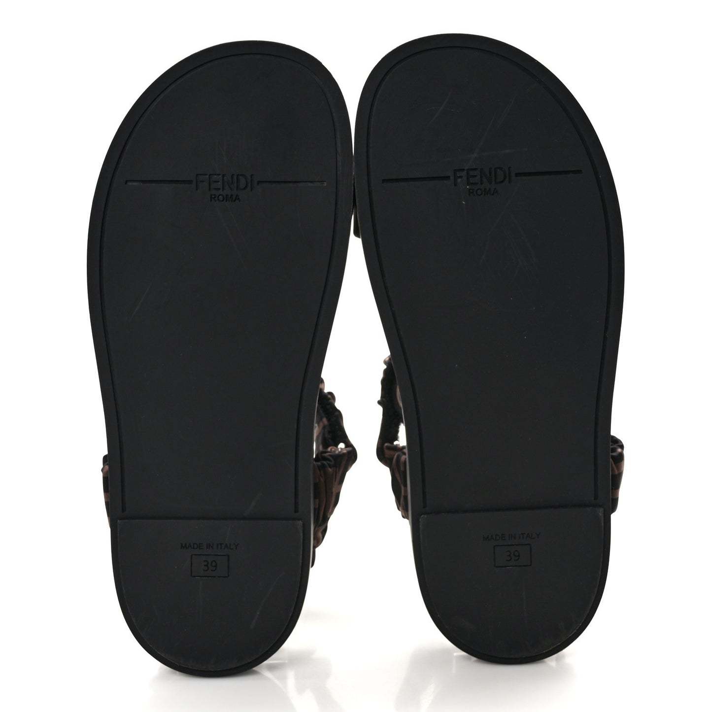 Satin FF Ruched Sandals 39 Tobacco Black