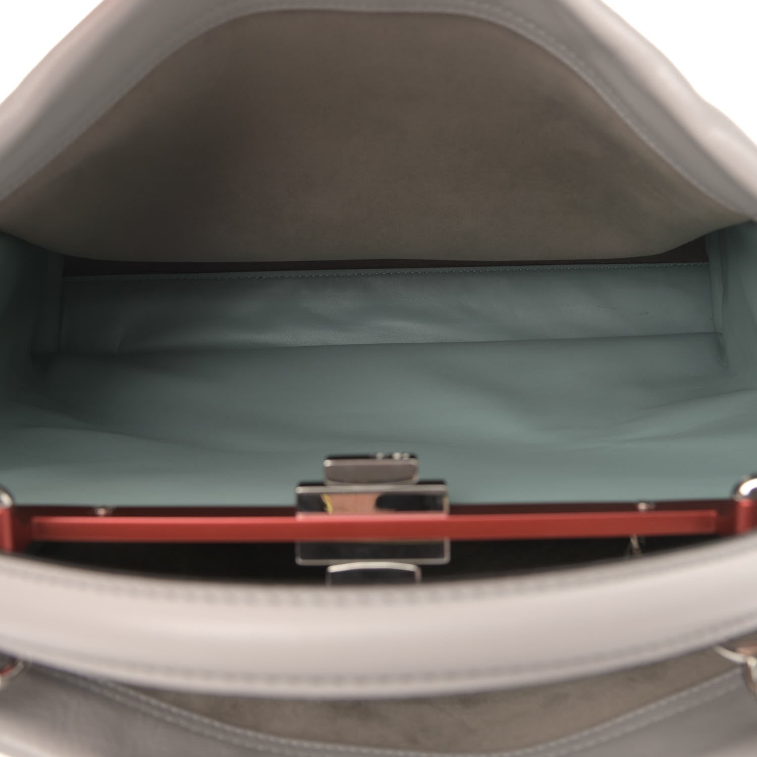 Fendi Vitello Dolce Shiny Nappa Large Peekaboo Iconic Satchel Grey 7 of 13
