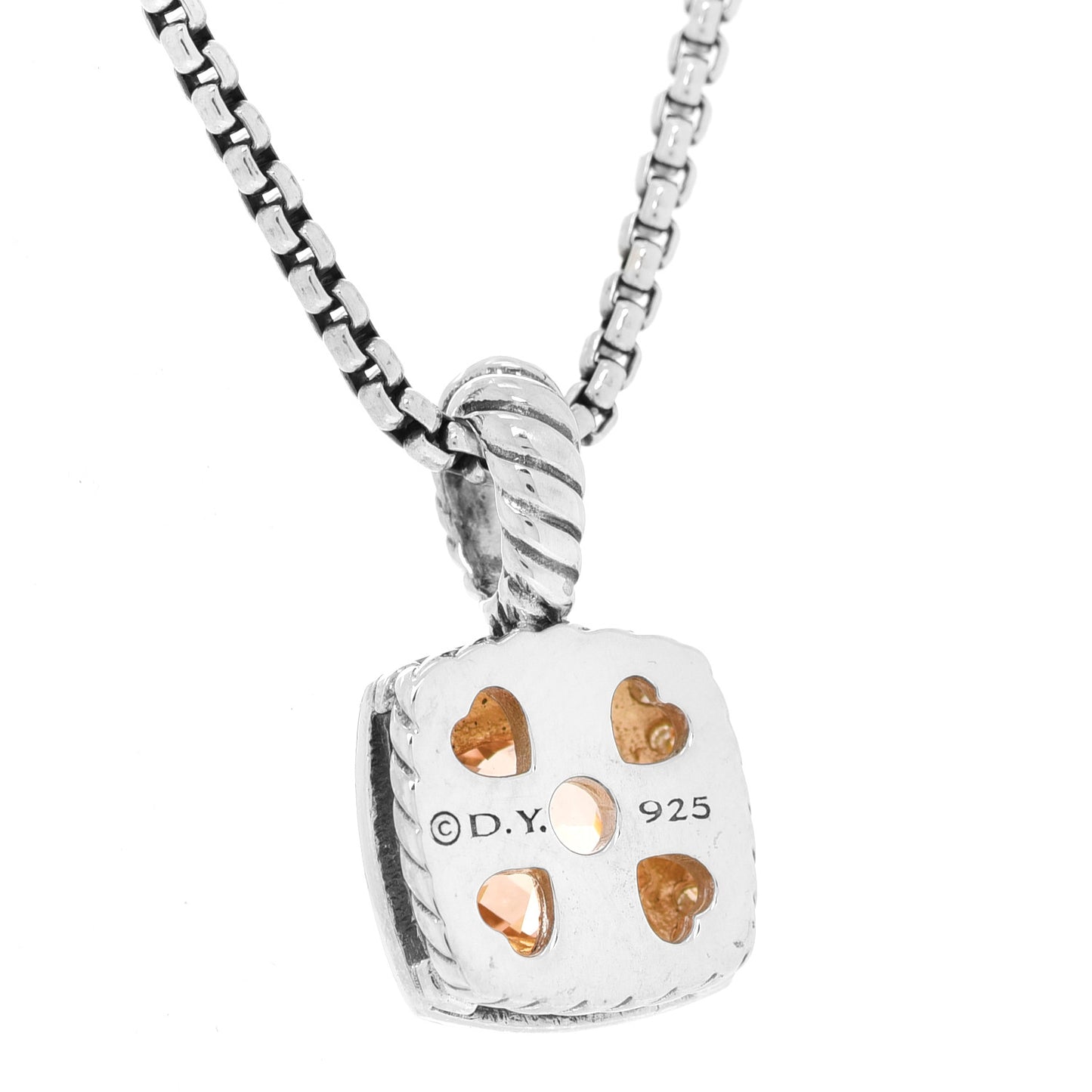 Sterling Silver Diamond Morganite 7mm Petite Albion Pendant Necklace