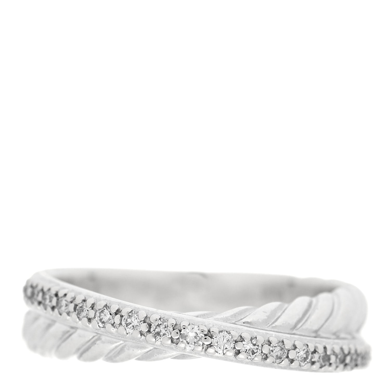 David Yurman Sterling Silver Diamond 5mm Crossover Ring 54 7 1 of 5