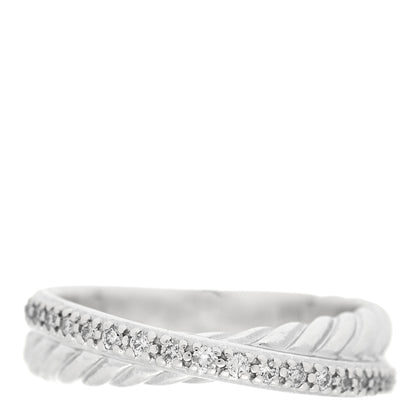 David Yurman Sterling Silver Diamond 5mm Crossover Ring 54 7 1 of 5