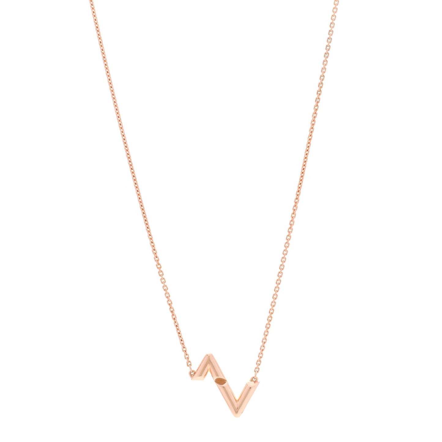 18K Pink Gold LV Volt Upside Down Pendant Necklace