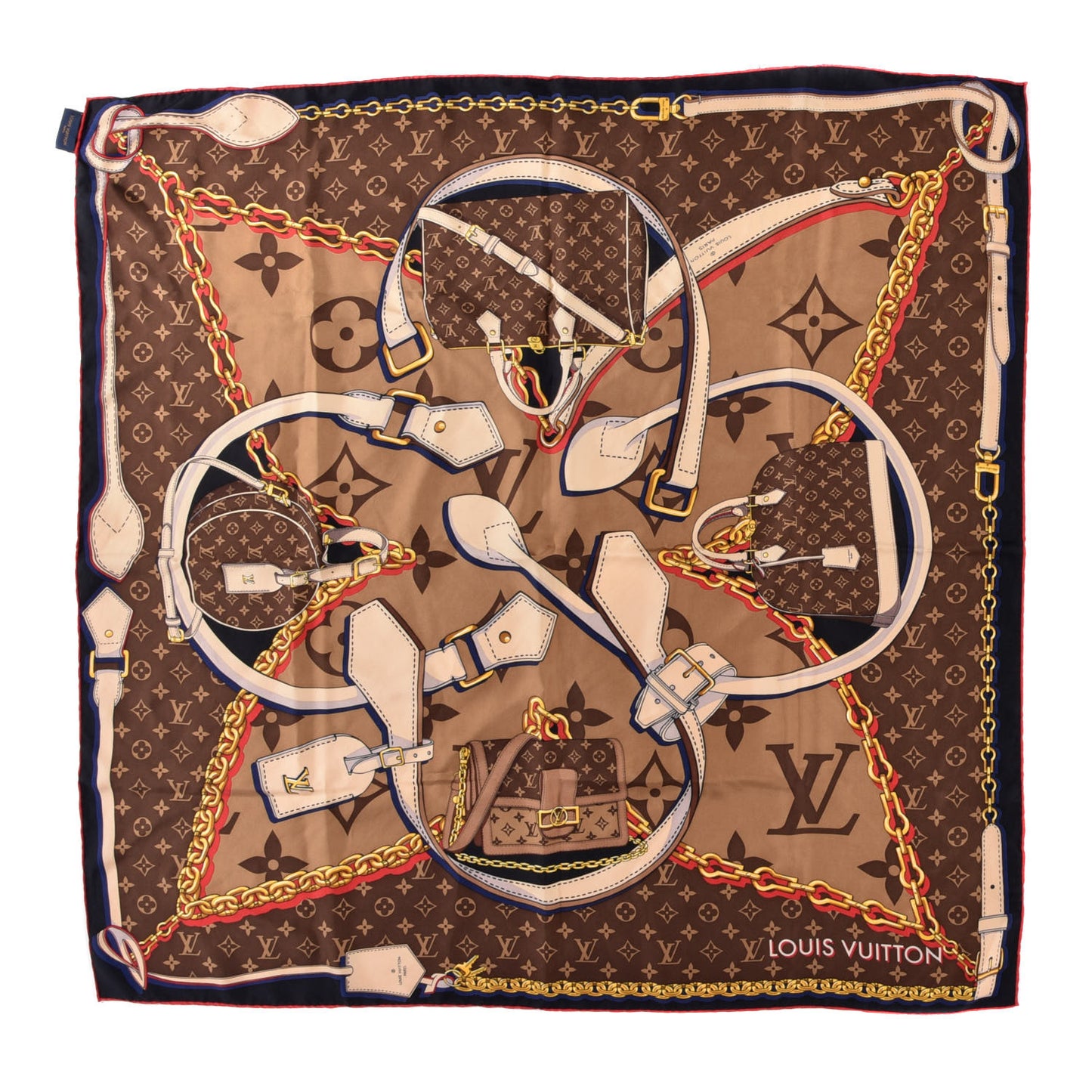Silk Tribute To Square Scarf Brown
