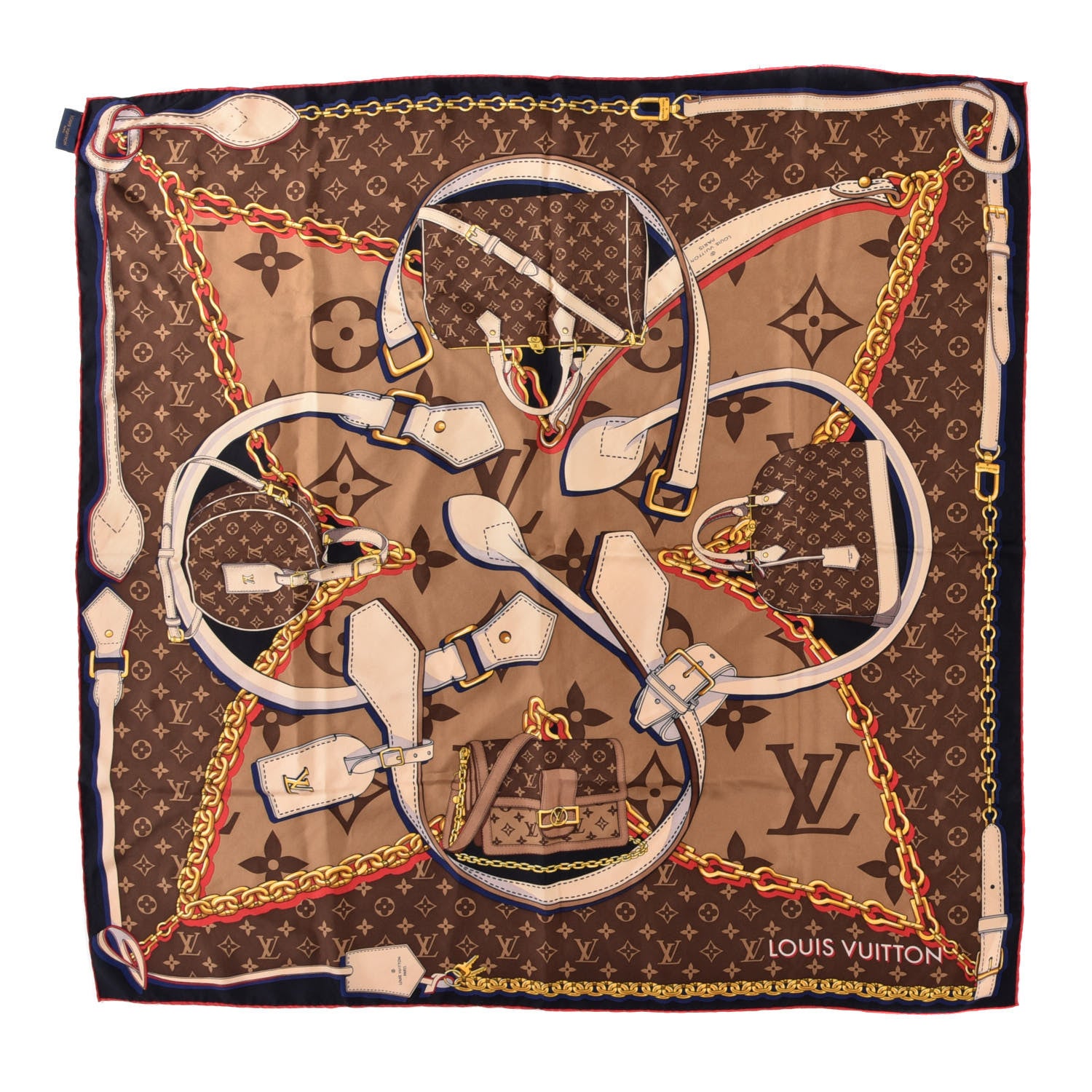 Louis Vuitton Silk Tribute To Square Scarf Brown 1 of 4