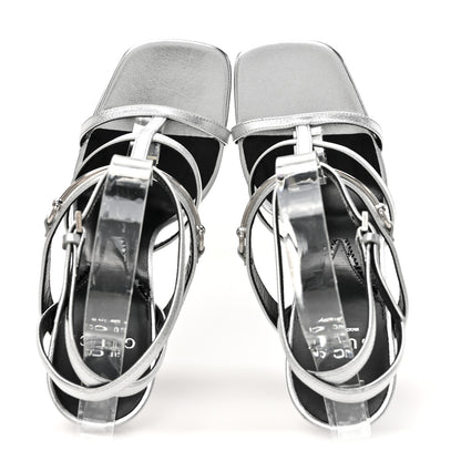 Gucci Nappa Silk High Heel Sandals 37.5 Argento 2 of 11
