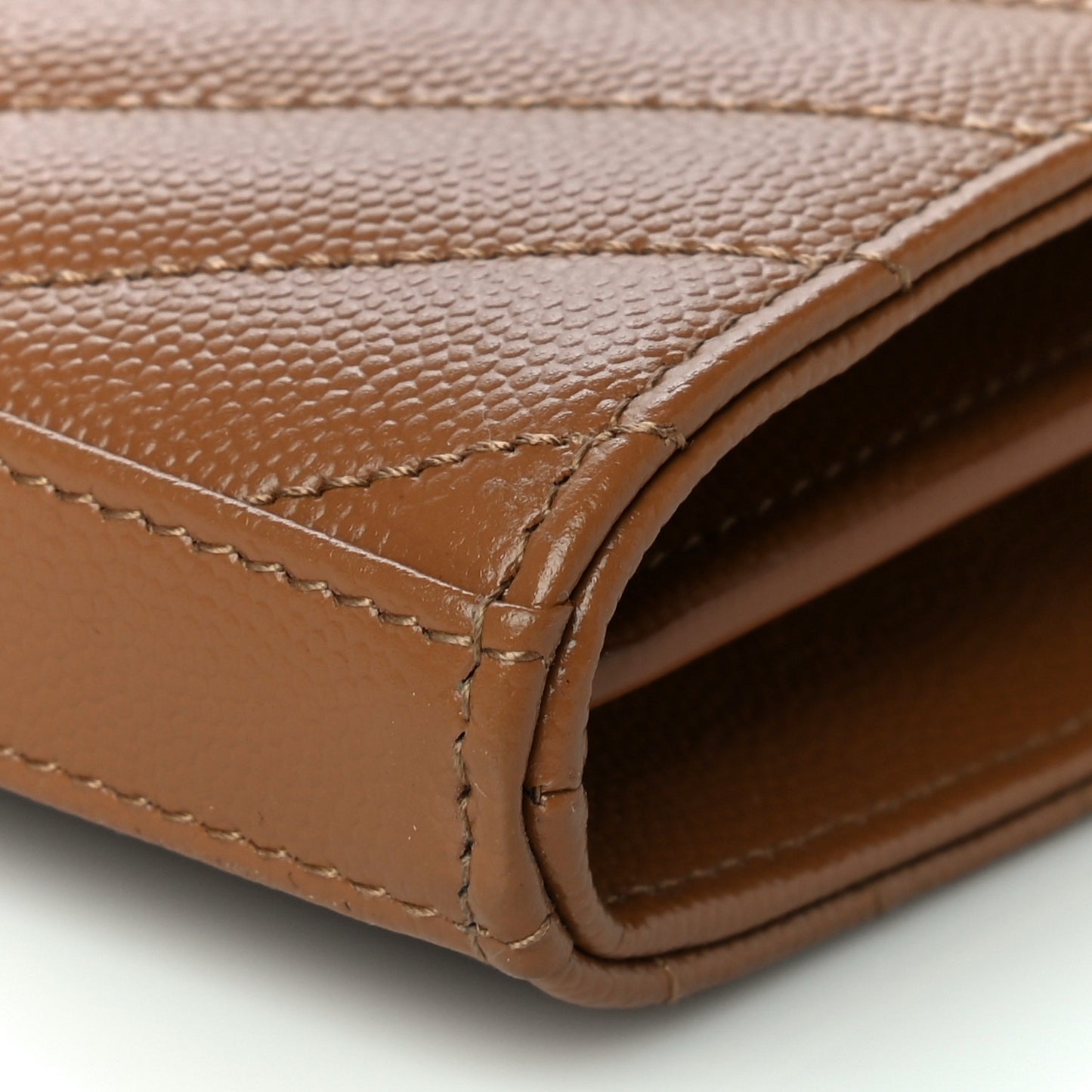 Grain De Poudre Matelasse Chevron Monogram Chain Wallet Tan