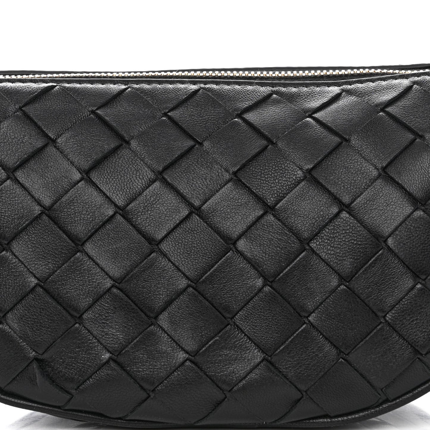 Nappa Intrecciato Half Moon Pouch On Strap Black