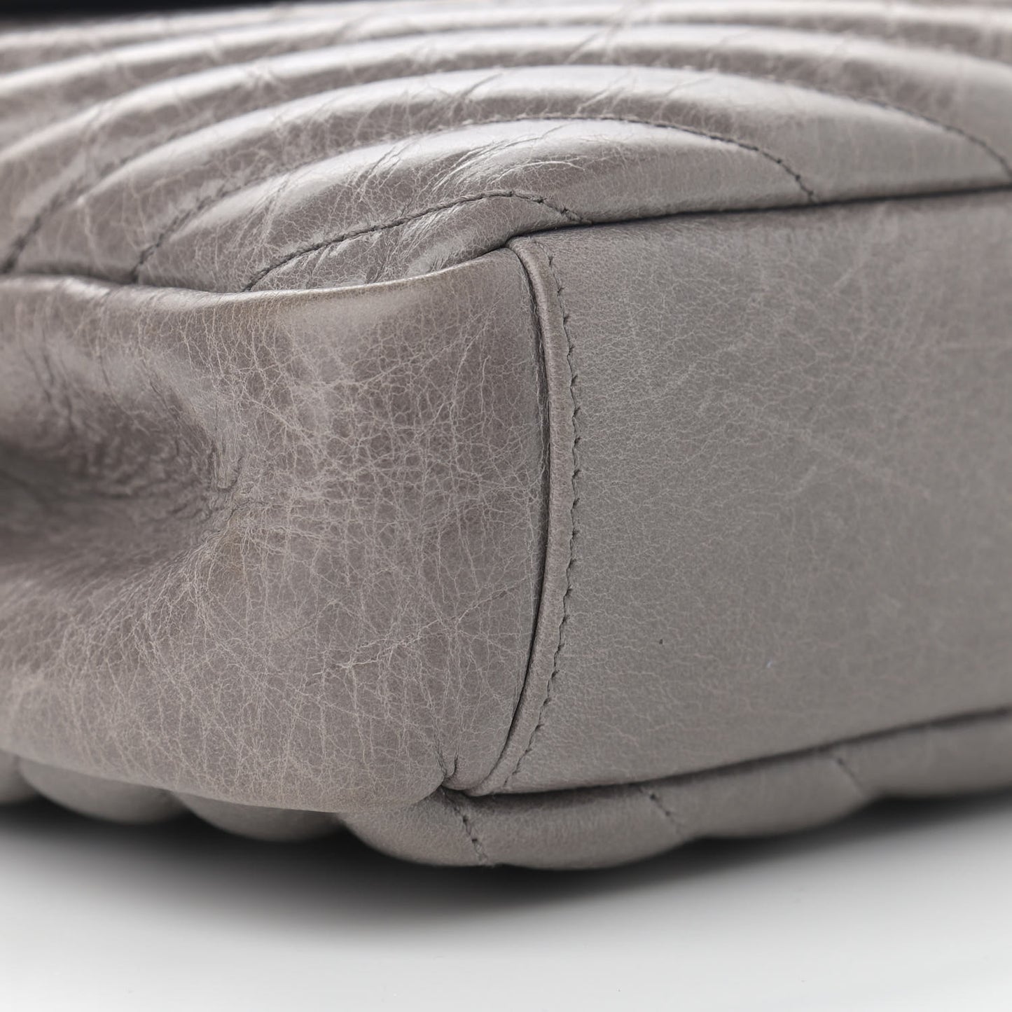 Waxed Calfskin Matelasse Chevron Medium Monogram College Bag Fog Gray