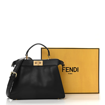 Fendi Vitello Seta Nappa Bi-Color Small Peekaboo I SEE U Satchel Black Light Rose Tortora 11 of 11