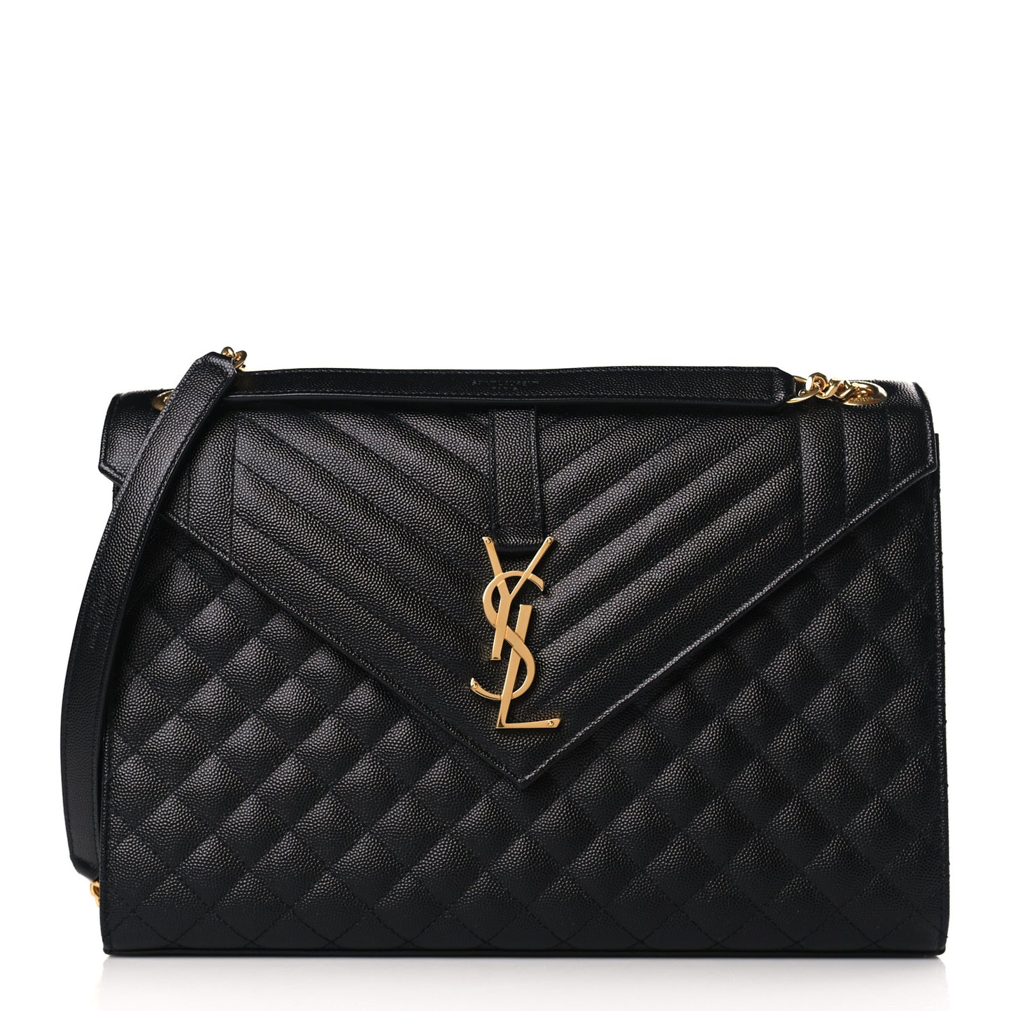Grain De Poudre Textured Mixed Matelasse Large Triquilt Monogram Satchel Black