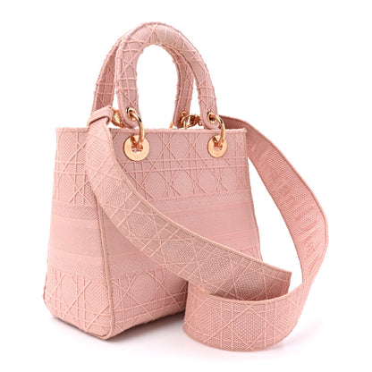 Christian Dior Canvas Embroidered Medium Lady D-Lite Bois De Rose 3 of 10