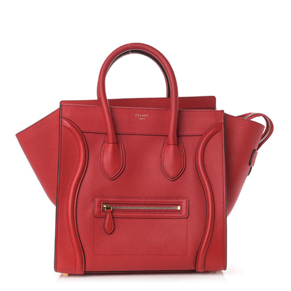 Celine Drummed Calfskin Mini Luggage Coquelicot 1 of 8