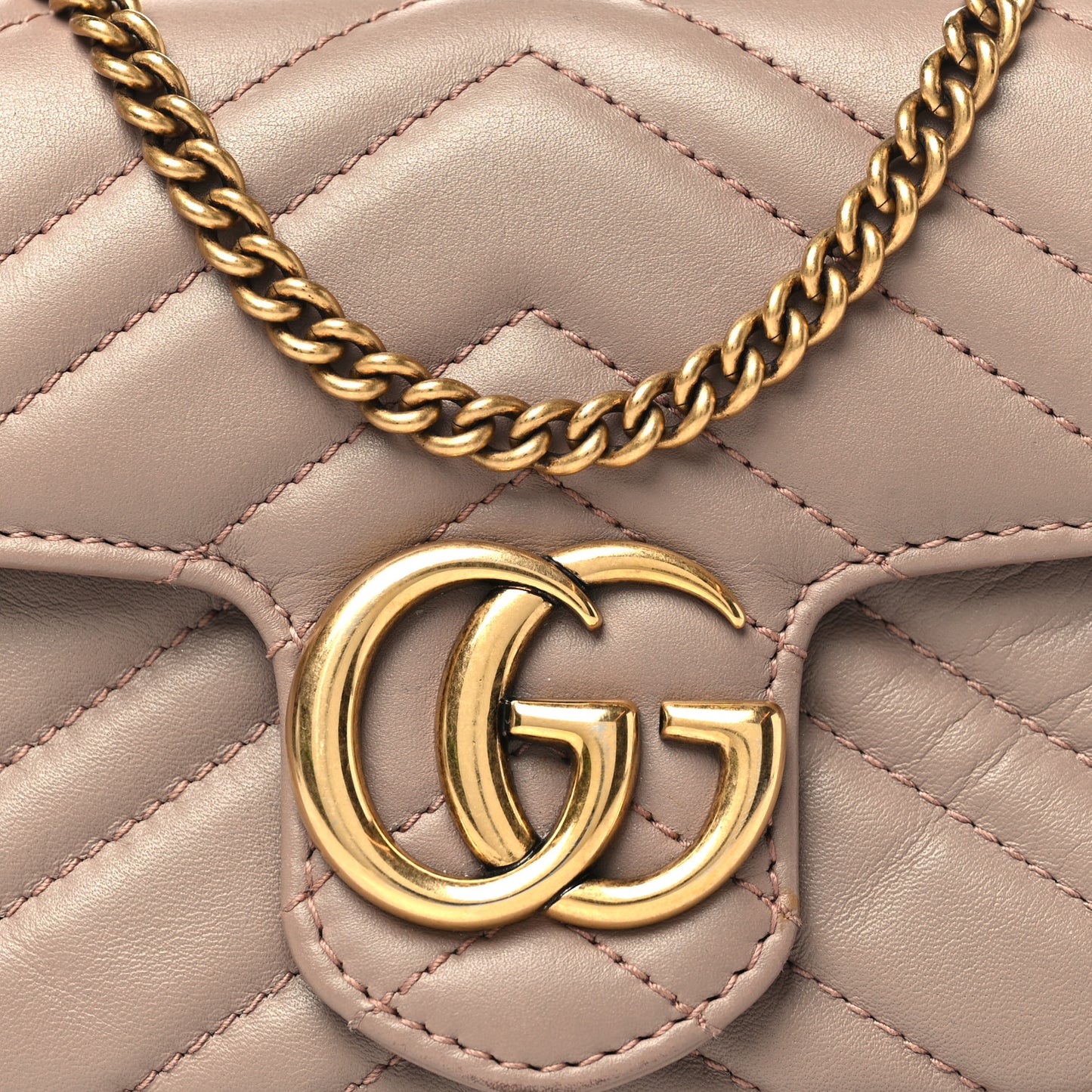 Calfskin Matelasse Super Mini GG Marmont Shoulder Bag Porcelain Rose