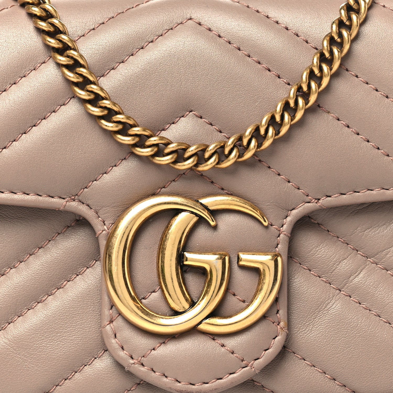 Gucci Calfskin Matelasse Super Mini GG Marmont Shoulder Bag Porcelain Rose 8 of 12