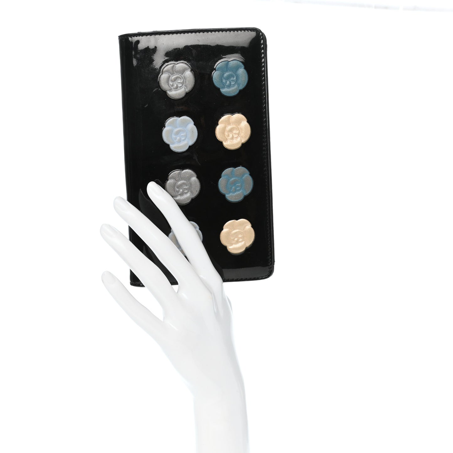 Patent Camellia Yen Wallet Black