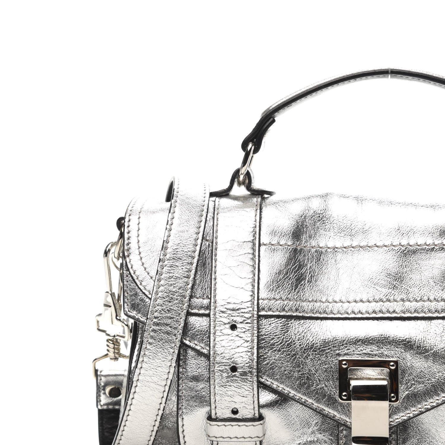 Proenza Schouler Metallic Lambskin PS1 Tiny Satchel Silver 11 of 13