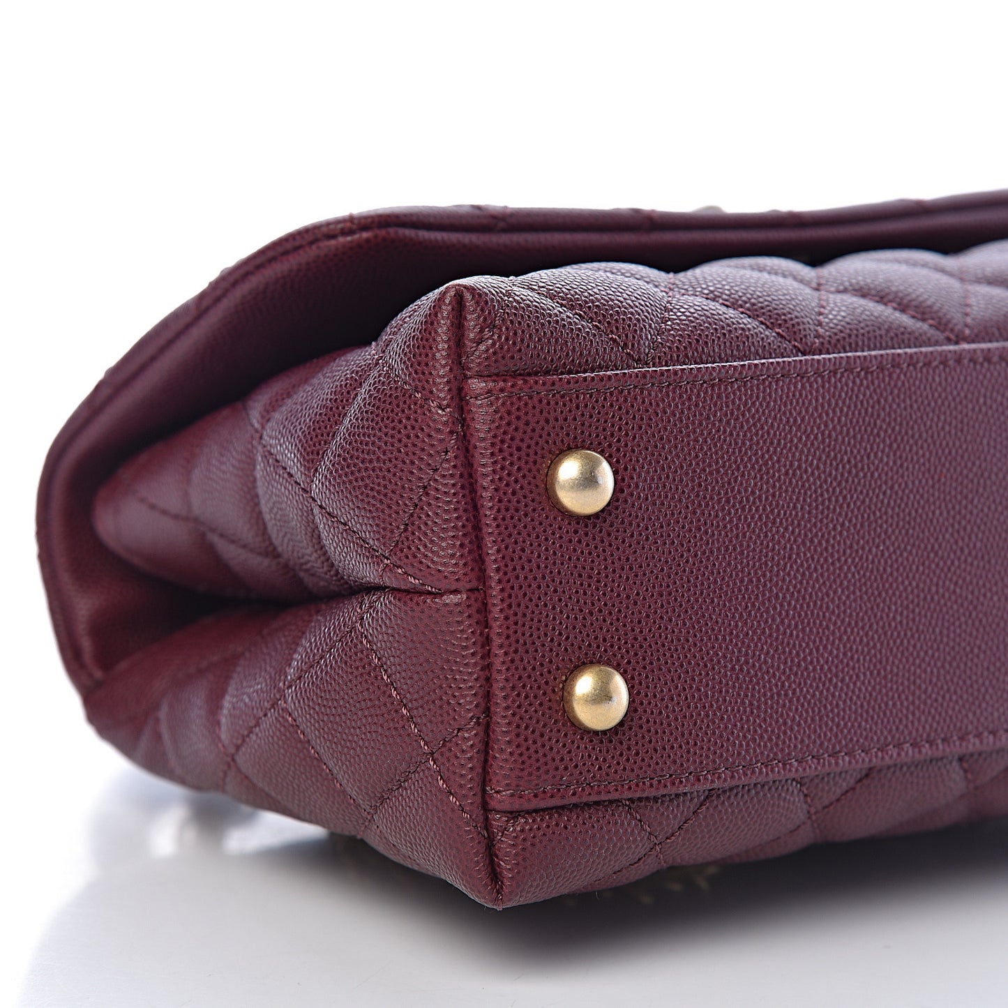 Caviar Lizard Quilted Mini Coco Handle Flap Burgundy