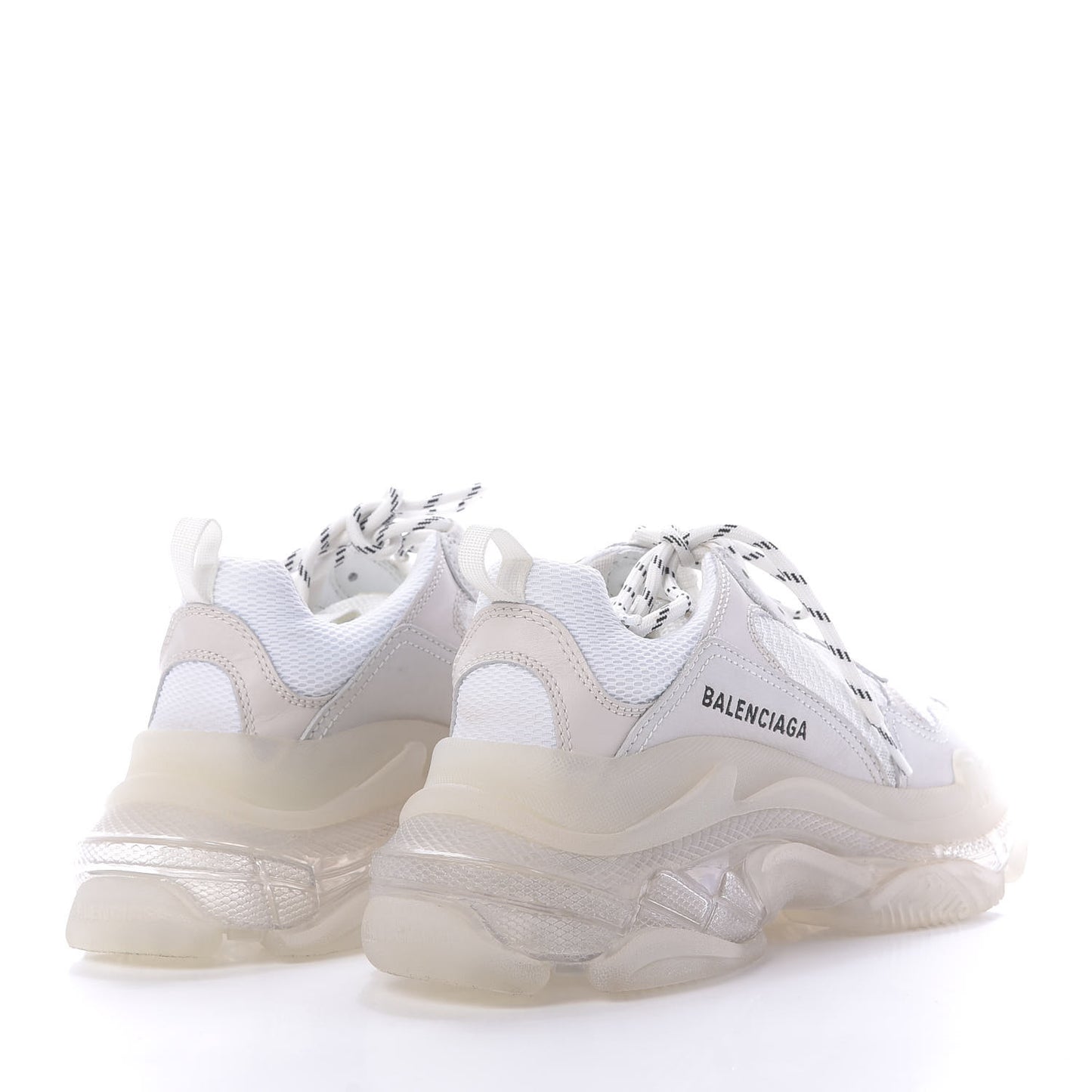 Fabric Mesh Clear Sole Womens Triple S Sneakers 39 White