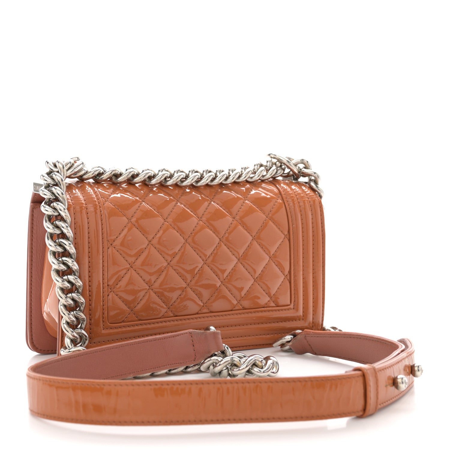 Chanel Patent Calfskin Quilted Small Plexiglass Boy Flap Orange 3 of 14