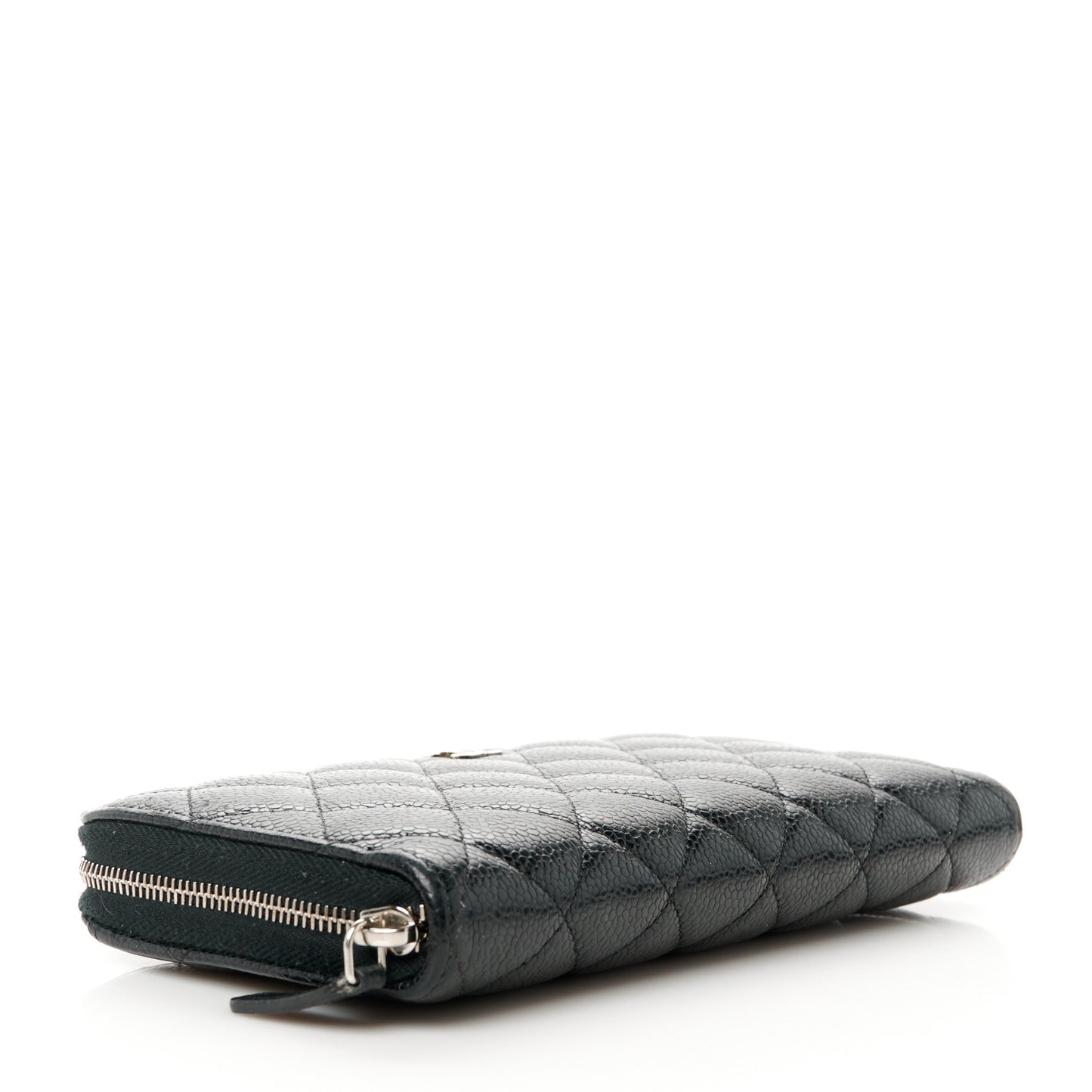 Caviar Quilted Large Gusset Zip Around Wallet Black